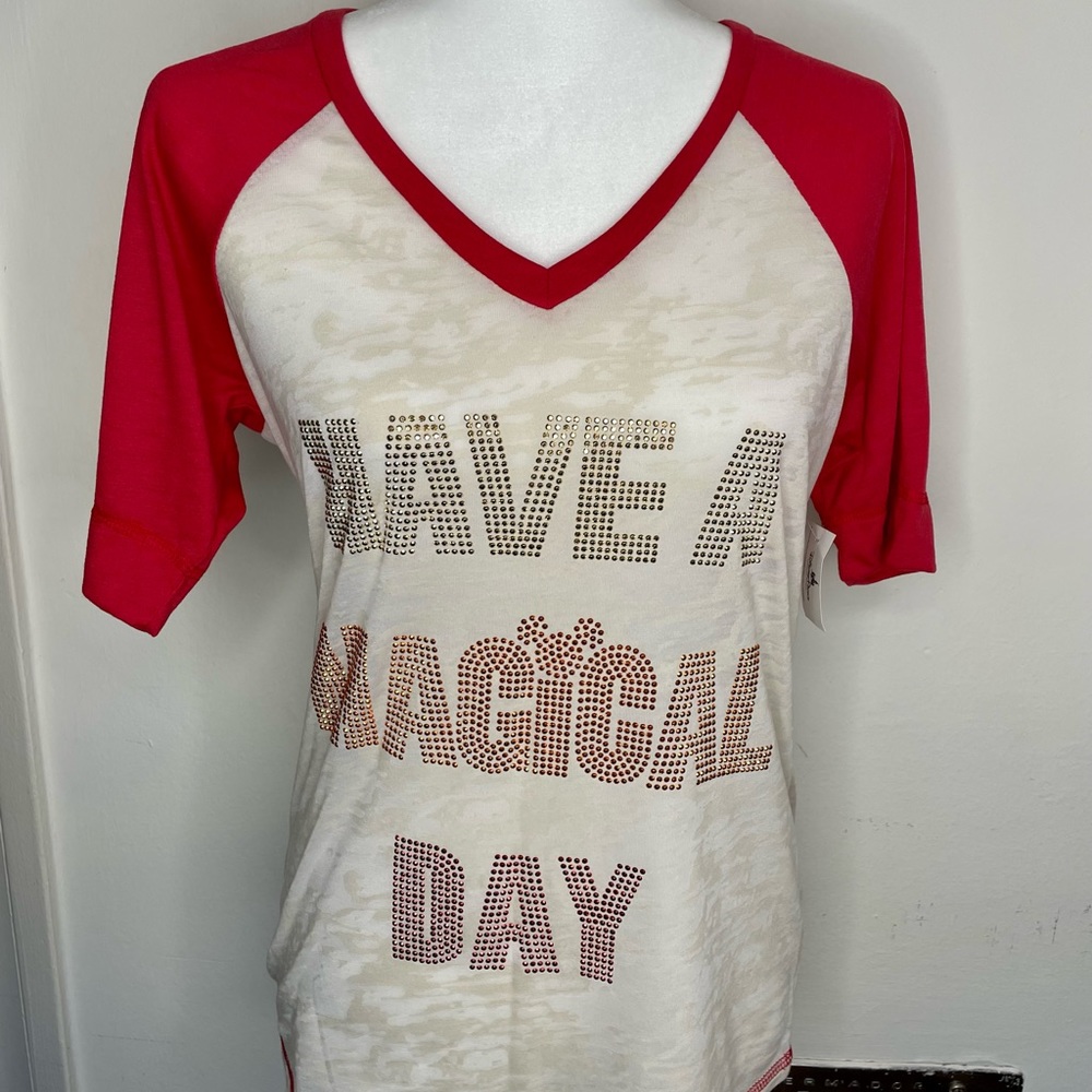 Rhinestone "Have A Magical Day" Raglan Burnout Tee